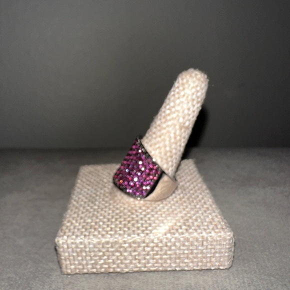 Pave Rhodolite Garnet 3/4" Wide Band Ring - Picture 5 of 12